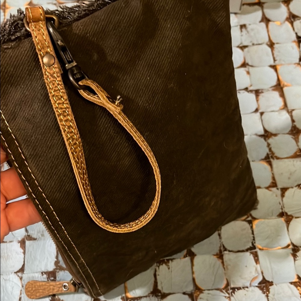Myra bag Bohemian Brown and Cream Geometric Clutch - Picture 7 of 9